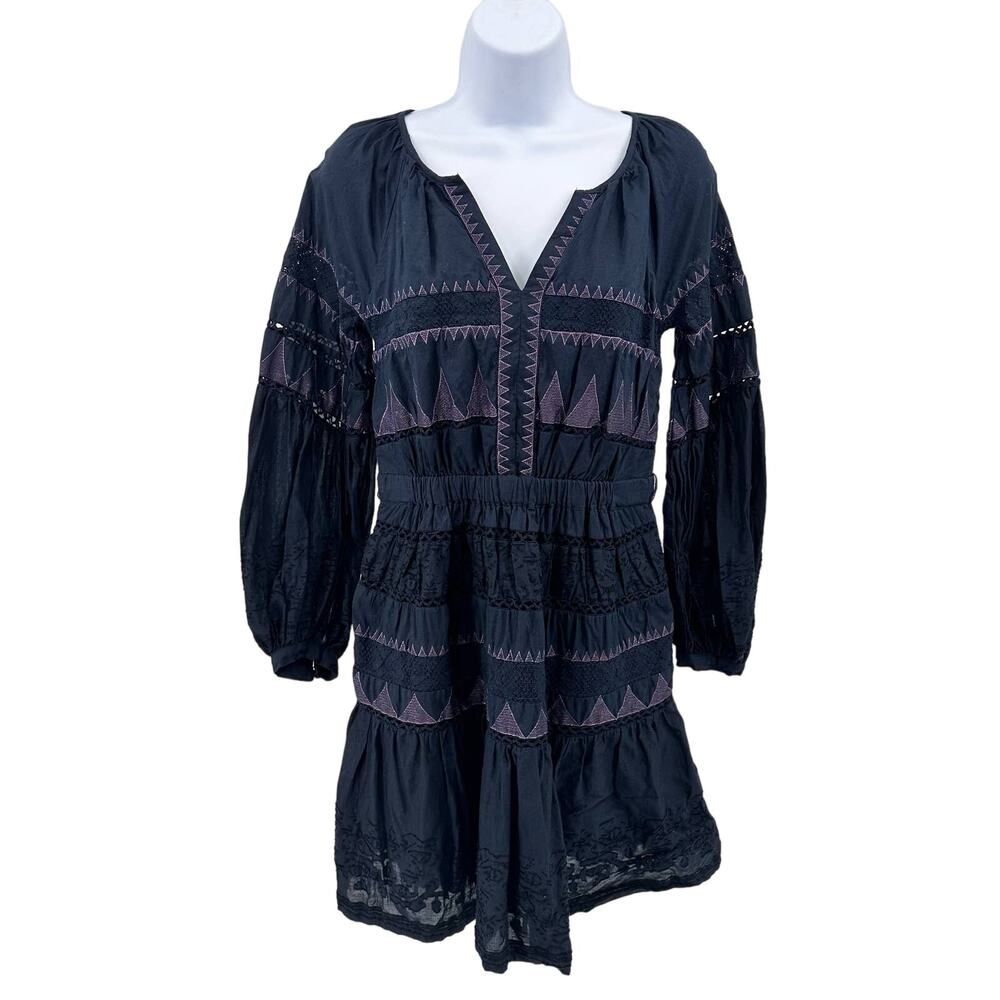 Helena Anthropologie Navy/Purple Mini Babydoll Dress Women's Size XS Stretchy